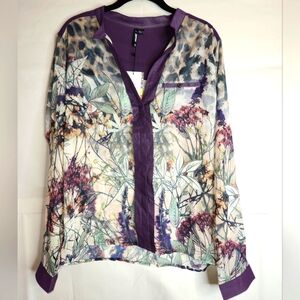 SMASH Floral Purple Print Blouse, size US M